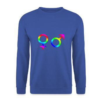 Man woman symbol gender gift idea rainbow - Unisex Sweatshirt - royal blue - Front - Alina (178cm) & Michal (187cm)