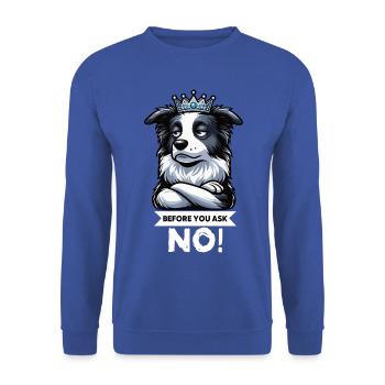 Avant que vous ne demandiez Border Collie Hütehund Collie - Sweat-shirt Unisexe - bleu royal - Devant - Alina (178cm) & Michal (187cm)