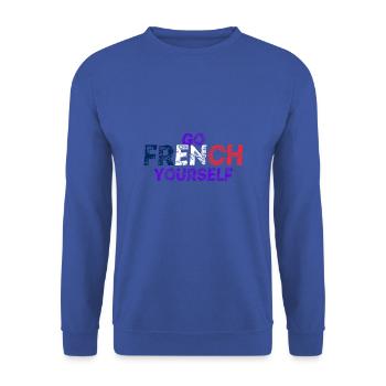 Go French Yourself - Frankreich - Geschenkidee - Unisex Pullover - Royalblau - Vorne - Alina (178cm) & Michal (187cm)