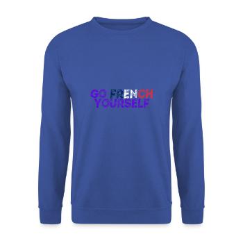Go French Yourself Geschenkidee Frankreich lustig - Unisex Pullover - Royalblau - Vorne - Alina (178cm) & Michal (187cm)