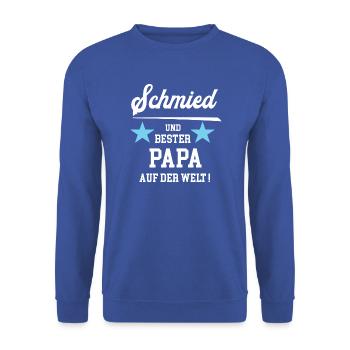 Schmied Bester Papa Vatertag Geburtstag Schmiede - Unisex Pullover - Royalblau - Vorne - Alina (178cm) & Michal (187cm)