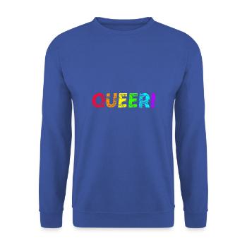 Queer! Geschenkidee Regenbogen LGBTQ+ Pride Month - Unisex Pullover - Royalblau - Vorne - Alina (178cm) & Michal (187cm)