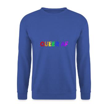 Queer AF Gift Idea Rainbow Flag LGBT LGBTQ+ - Unisex Sweatshirt - royal blue - Front - Alina (178cm) & Michal (187cm)