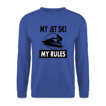 Mein Jetski meine Regeln Wassersport Geschenkidee - Unisex Pullover - Royalblau - Vorne - Alina (178cm) & Michal (187cm)