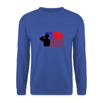 US Army Flagge | Soldat - Unisex Pullover - Royalblau - Vorne - Alina (178cm) & Michal (187cm)