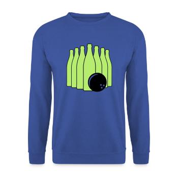 Bier Bowling mit Bowlingkugel. Zweifarbig. - Unisex Pullover - Royalblau - Vorne - Alina (178cm) & Michal (187cm)