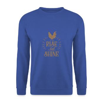 Rise and shine motivation in the morning Hahn farm - Unisex Sweatshirt - royal blue - Front - Alina (178cm) & Michal (187cm)
