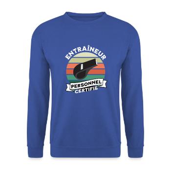 Entraîneur personnel certifié t-shirt coach cadeau - Sweat-shirt Unisexe - bleu royal - Devant - Alina (178cm) & Michal (187cm)