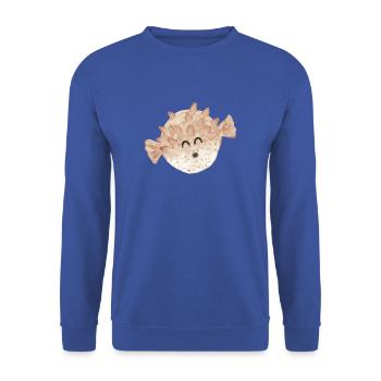 Kugelfisch Aquarell - Unisex Pullover - Royalblau - Vorne - Alina (178cm) & Michal (187cm)