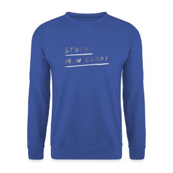 Stoppen Sie meine Tasse - Unisex Pullover - Royalblau - Vorne - Alina (178cm) & Michal (187cm)