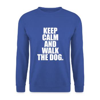 Keep calm and walk the dog. - Unisex Pullover - Royalblau - Vorne - Alina (178cm) & Michal (187cm)