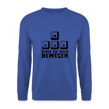 WASD Dinge die mich bewegen Gaming PC Keyboard - Unisex Pullover - Royalblau - Vorne - Alina (178cm) & Michal (187cm)