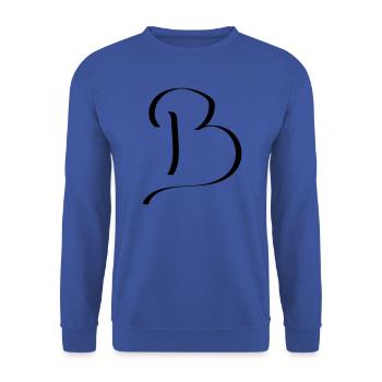 b - Unisex Pullover - Royalblau - Vorne - Alina (178cm) & Michal (187cm)
