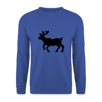 Rentier Elch Geschenkidee Weihnachten - Unisex Pullover - Royalblau - Vorne - Alina (178cm) & Michal (187cm)