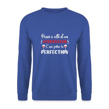 Passé à côté d'un viticulteur t-shirt homme - Sweat-shirt Unisexe - bleu royal - Devant - Alina (178cm) & Michal (187cm)