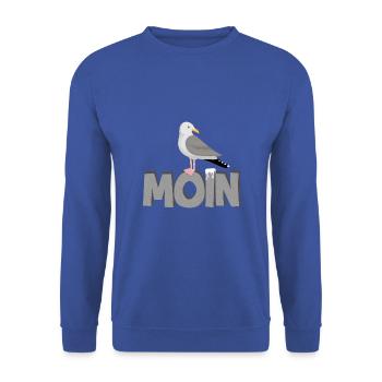 Moin Möwe Silbermöwe Meer Nordsee Ostsee Norden - Unisex Pullover - Royalblau - Vorne - Alina (178cm) & Michal (187cm)