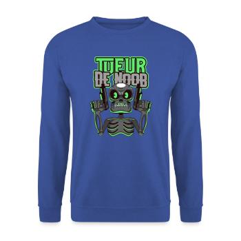Tueur de noob. Tueuse de noob. Geek. Jeux vidéo. - Sweat-shirt Unisexe - bleu royal - Devant - Alina (178cm) & Michal (187cm)