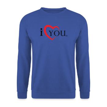 i love you - Unisex Pullover - Royalblau - Vorne - Alina (178cm) & Michal (187cm)