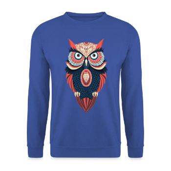 Hippie Eule - Unisex Pullover - Royalblau - Vorne - Alina (178cm) & Michal (187cm)