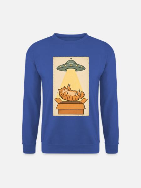 Schlafende Katze im UFO Strahl - Unisex Pullover - Royalblau