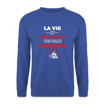 Homme Moto Motard Maillot motarde manche courte - Sweat-shirt Unisexe - bleu royal - Devant - Alina (178cm) & Michal (187cm)
