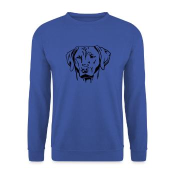 Rhodesian Ridgeback - Unisex Pullover - Royalblau - Vorne - Alina (178cm) & Michal (187cm)