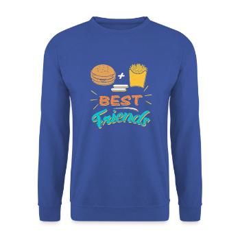 Burger + Frites = Meilleurs amis - Sweat-shirt Unisexe - bleu royal - Devant - Alina (178cm) & Michal (187cm)