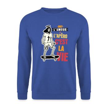 L'AMOUR et l'apéro c'est la vie.. - Sweat-shirt Unisexe - bleu royal - Devant - Alina (178cm) & Michal (187cm)