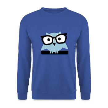 Eule mit Brille - Unisex Pullover - Royalblau - Vorne - Alina (178cm) & Michal (187cm)
