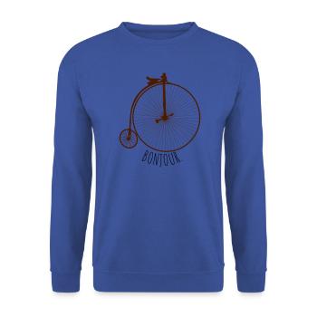 altes Fahrrad Bonjour - Unisex Pullover - Royalblau - Vorne - Alina (178cm) & Michal (187cm)