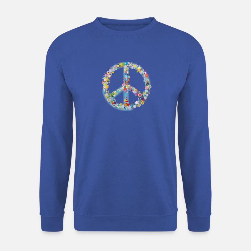 Buntes Peace Symbol Muster - Unisex Pullover - Royalblau