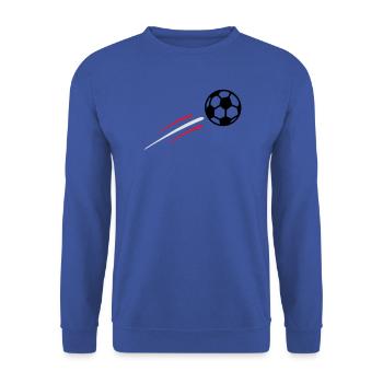 Fußball mit österreichischen Nationalfarben - Unisex Pullover - Royalblau - Vorne - Alina (178cm) & Michal (187cm)