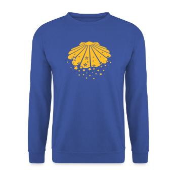 Compostela - Jakobsmuschel - Unisex Pullover - Royalblau - Vorne - Alina (178cm) & Michal (187cm)