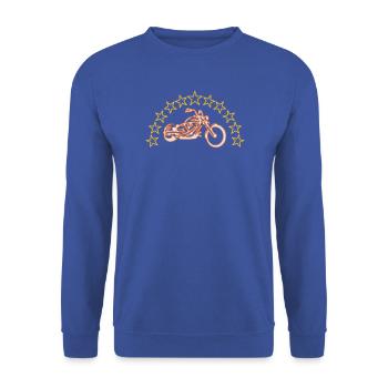 Motorrad,Bike,Chopper,Zweirad, - Unisex Pullover - Royalblau - Vorne - Alina (178cm) & Michal (187cm)