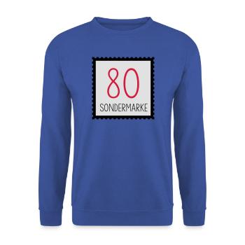 runder Geburtstag 80. Geburtstag Geschenk - Unisex Pullover - Royalblau - Vorne - Alina (178cm) & Michal (187cm)