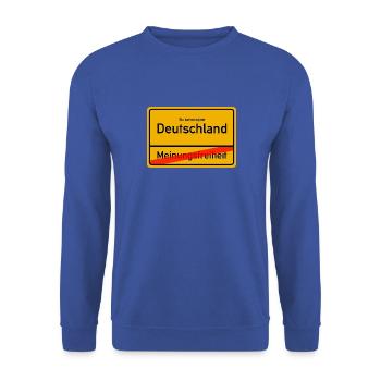 Meinungsfreiheit - Unisex Pullover - Royalblau - Vorne - Alina (178cm) & Michal (187cm)