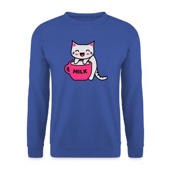 Kawaii Kitteh milk - Unisex Pullover - Royalblau - Vorne - Alina (178cm) & Michal (187cm)