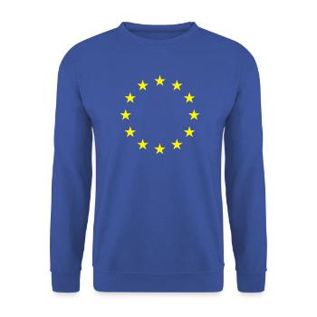 EU Sternen - Unisex Pullover - Royalblau - Vorne - Alina (178cm) & Michal (187cm)