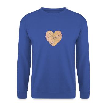 Minimalistisches Rosegold Herz im Skizzenstil - Unisex Pullover - Royalblau - Vorne - Alina (178cm) & Michal (187cm)