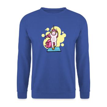 Pilates Unicorn Übung Training Workout Gym - Unisex Pullover - Royalblau - Vorne - Alina (178cm) & Michal (187cm)