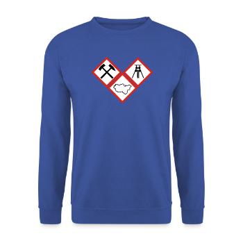 GEFAHR RUHRPOTT - Unisex Pullover - Royalblau - Vorne - Alina (178cm) & Michal (187cm)