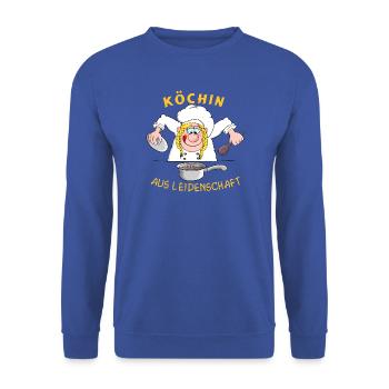 Köchin aus Leidenschaft - Unisex Pullover - Royalblau - Vorne - Alina (178cm) & Michal (187cm)