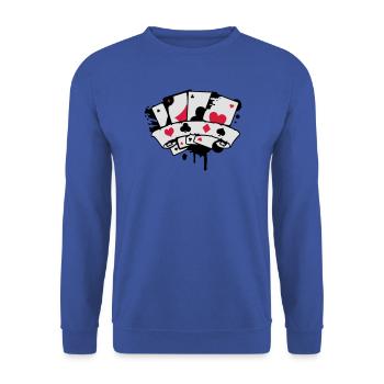 Spielkarten und Banner - Unisex Pullover - Royalblau - Vorne - Alina (178cm) & Michal (187cm)