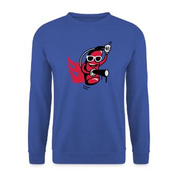 lustiger Feuerlöscher - Unisex Pullover - Royalblau - Vorne - Alina (178cm) & Michal (187cm)