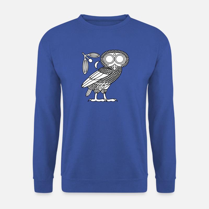 Eule der Athene [Weiß + Kranz & Halbmond] - Unisex Pullover - Royalblau