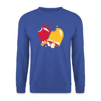 zwei leuchtend leckere Eissorten am Stil - Unisex Pullover - Royalblau - Vorne - Alina (178cm) & Michal (187cm)