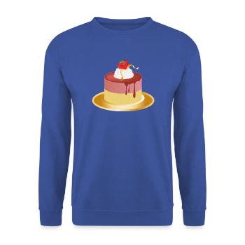 kleines Erdbeeren Törtchen mit Sahne und Blattgold - Unisex Pullover - Royalblau - Vorne - Alina (178cm) & Michal (187cm)