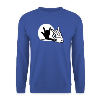 Kaninchen Schatten Hand ROCK Musik HARD ROCK Fan - Unisex Pullover - Royalblau - Vorne - Alina (178cm) & Michal (187cm)