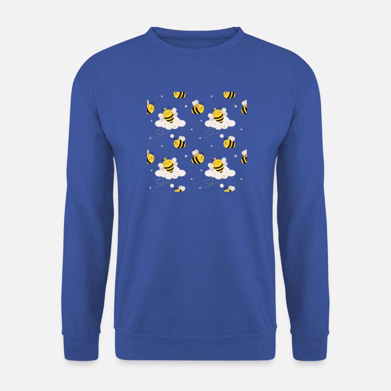 Niedliche Bienen im Wolkenmustermotiv - Unisex Pullover - Royalblau