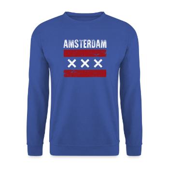 Amsterdam Grunge XXX Bar - Unisex Pullover - Royalblau - Vorne - Alina (178cm) & Michal (187cm)